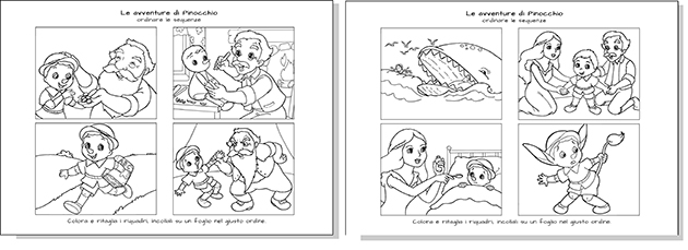 storia di pinocchio in sequenze
