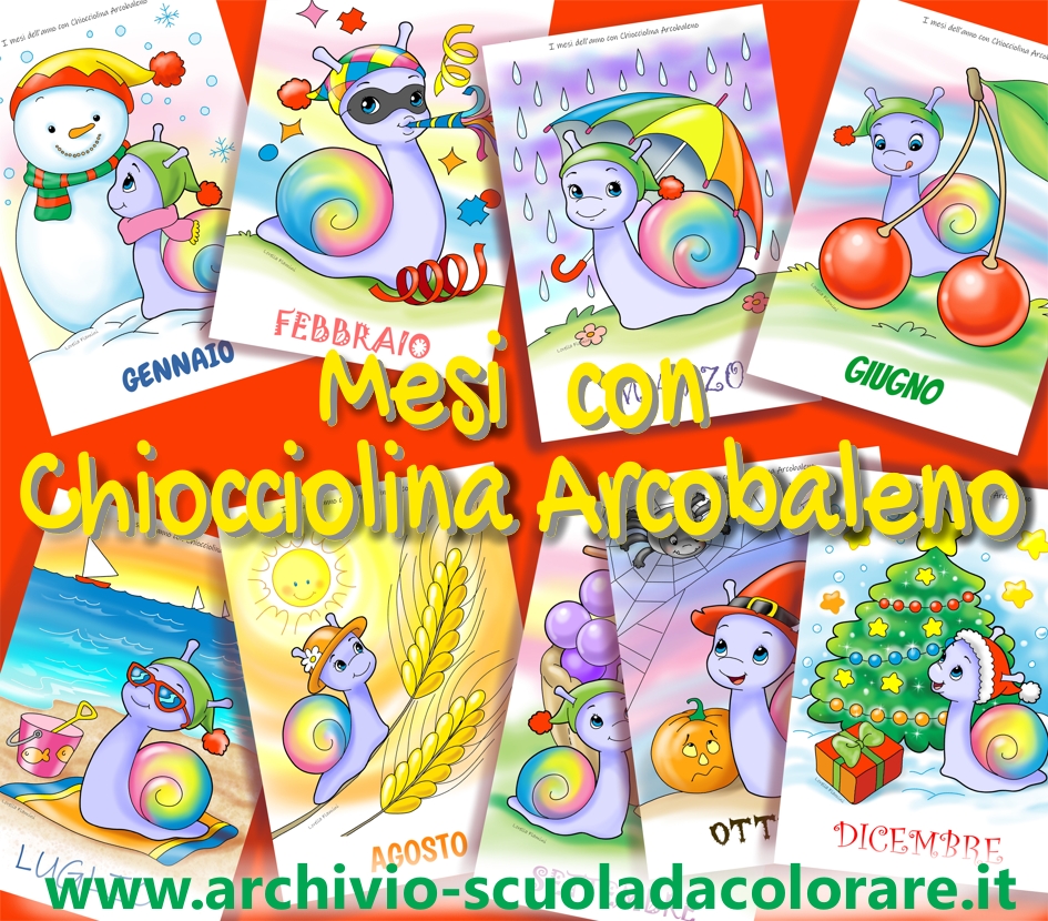 copertine mesi dell'anno chiocciolina arcobaleno