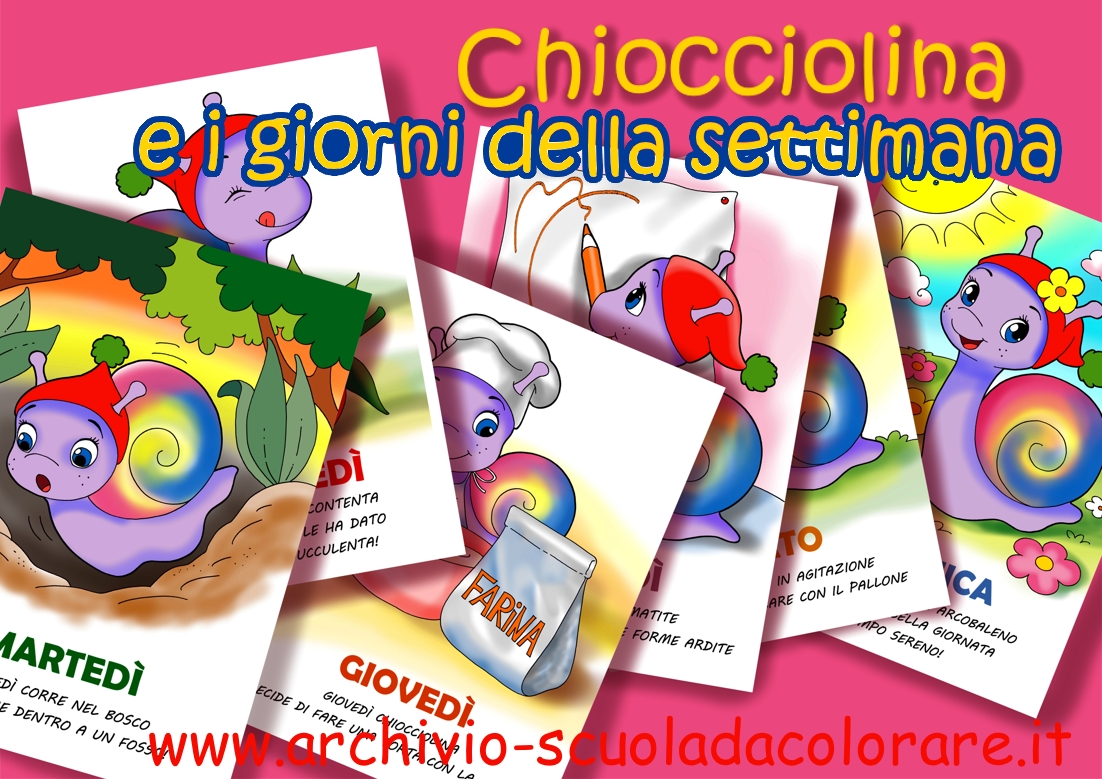 schede settimana chiocciolina arcobaleno